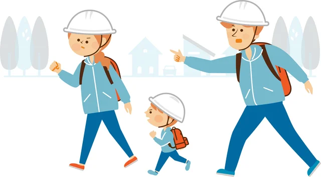 災害時に備える人々のイラスト