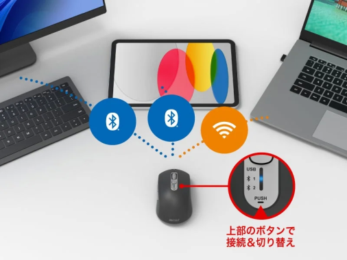 上部のボタンで接続先を切り替え