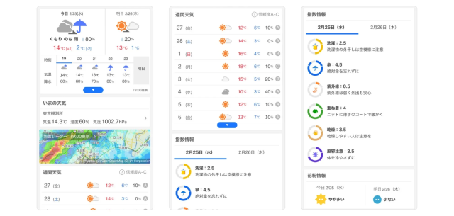 天気予報画面のスクリーンショット